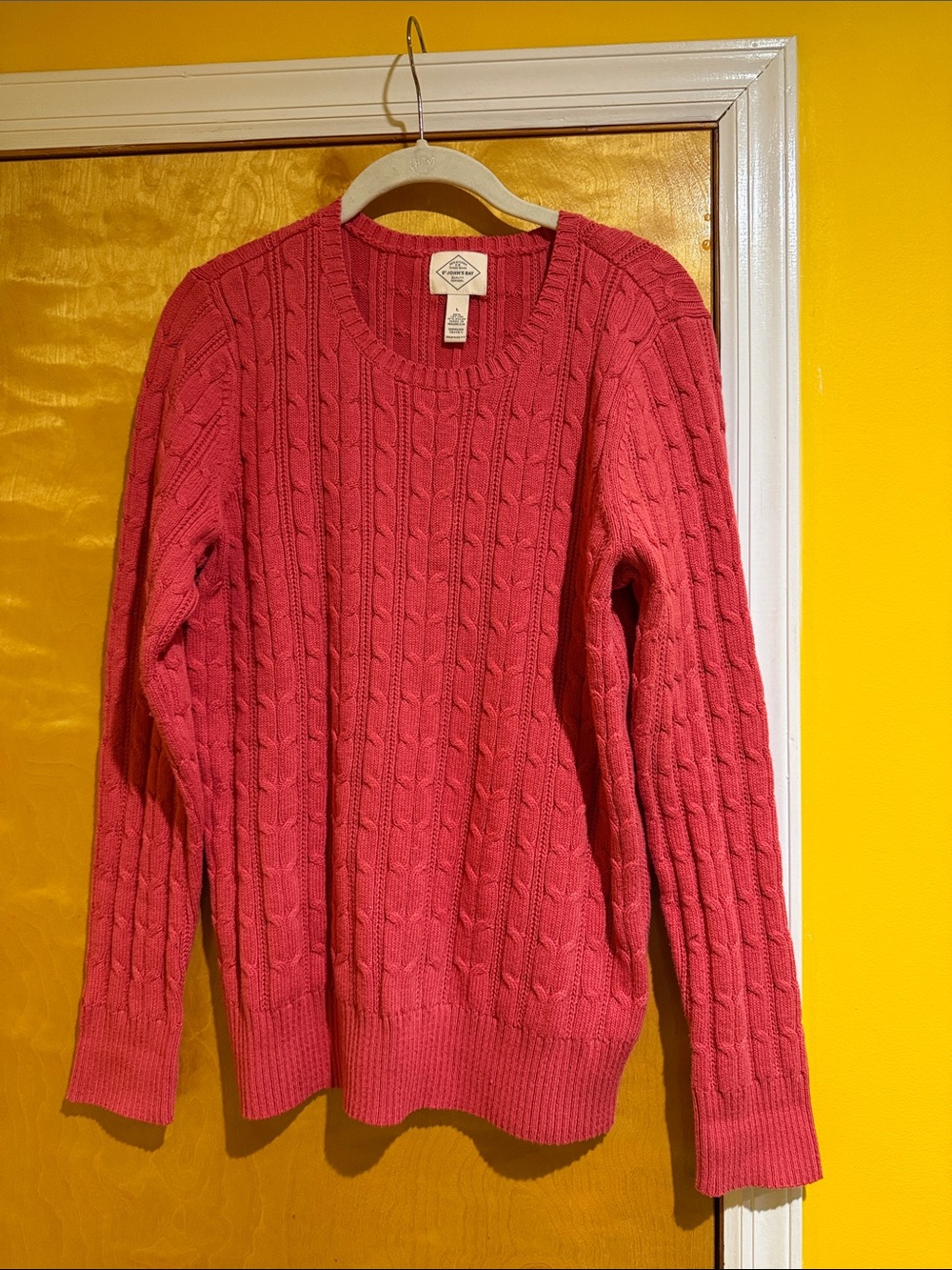 St. John's Bay Coral Ribbed Cable Crewneck Sweater